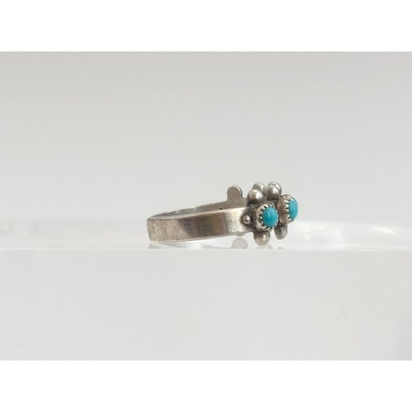 Zuni Pueblo Bell Trading Post Sterling Silver Turquoise Vintage Ring - sz 6 - Picture 2 of 11